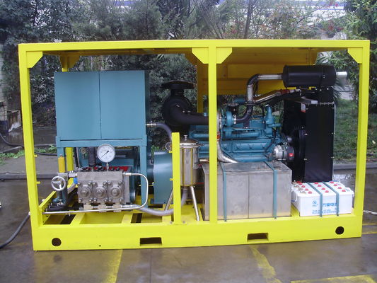 600bar 75kw Trolley เครื่องฉีดน้ำแรงดันสูงเครื่องฉีดน้ำแรงดันเครื่องยนต์